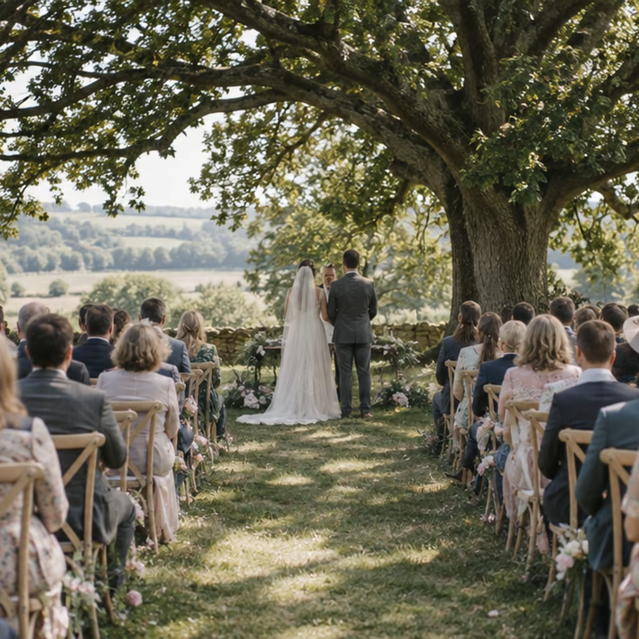 An outdoor ceremony under the oak